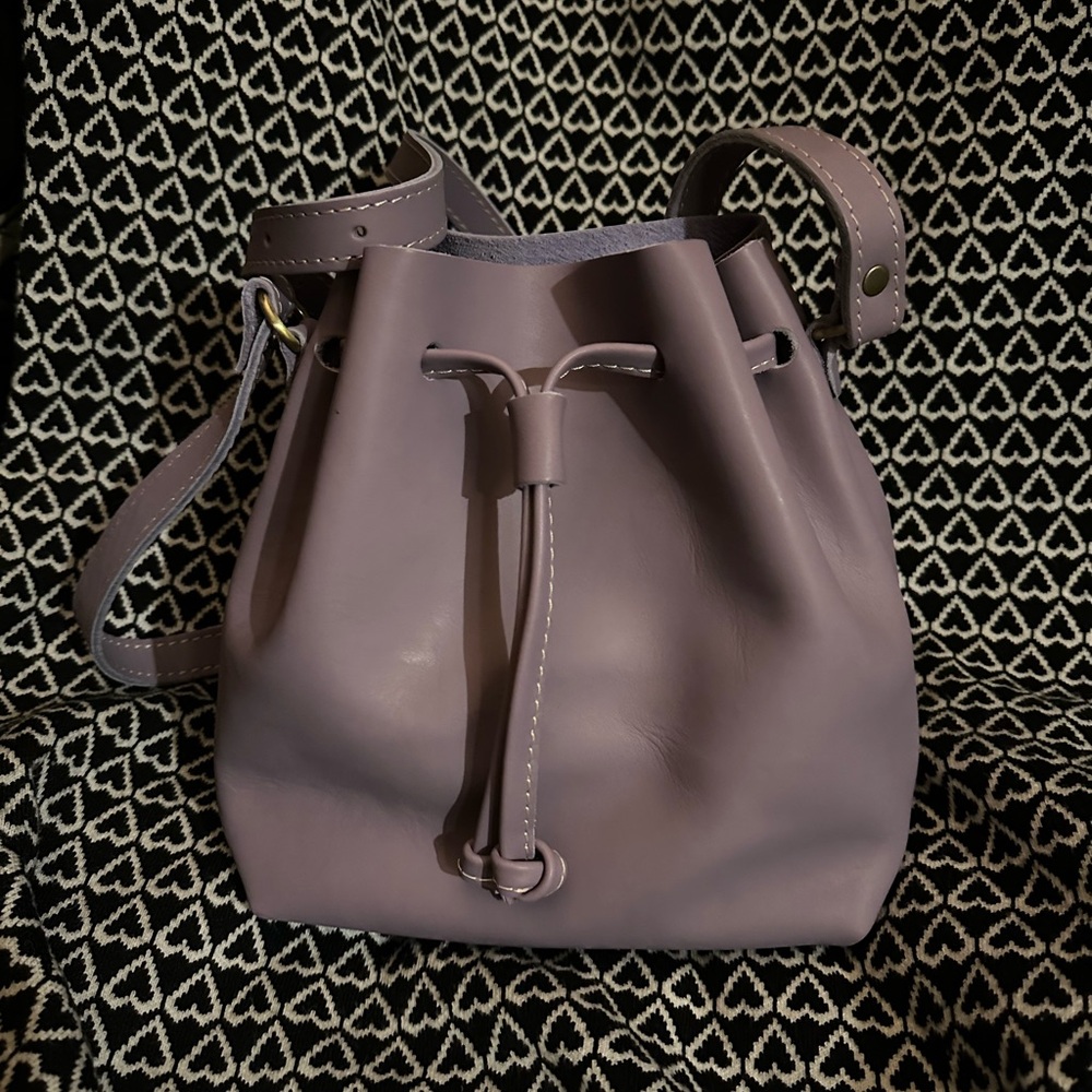 Portland Leather Small Bucket Bag, Lavender, New